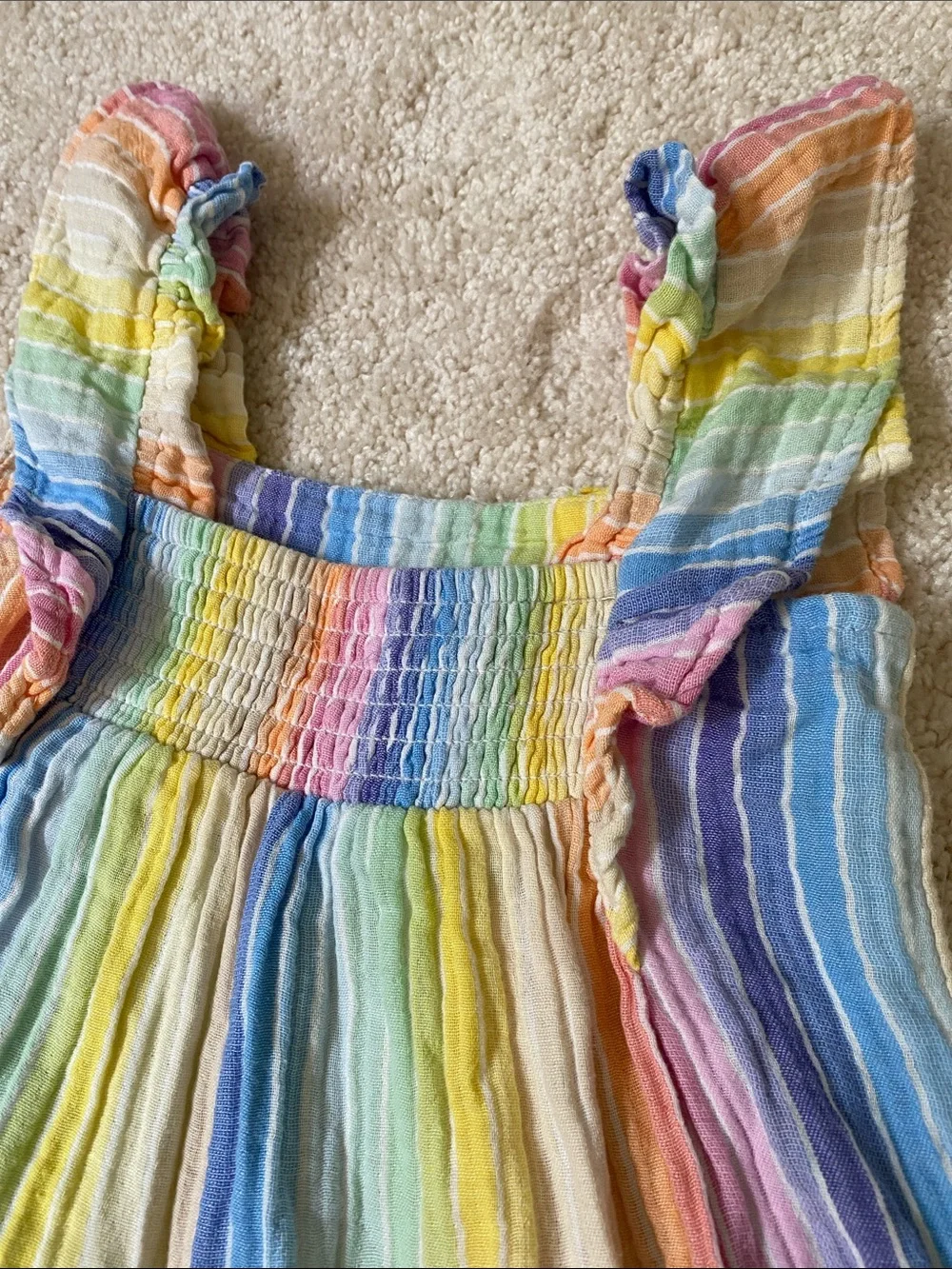 GAP Rainbow Stripe Cotton Romper ruffle sleeve size 4T
